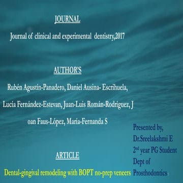 BOPT VENEERsS PROSTHODONTICS IN DENTAL  .