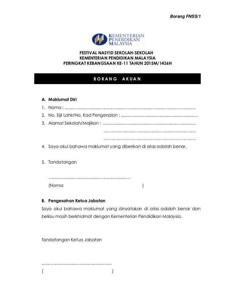 Borang fnss 1 akuan ciptaan