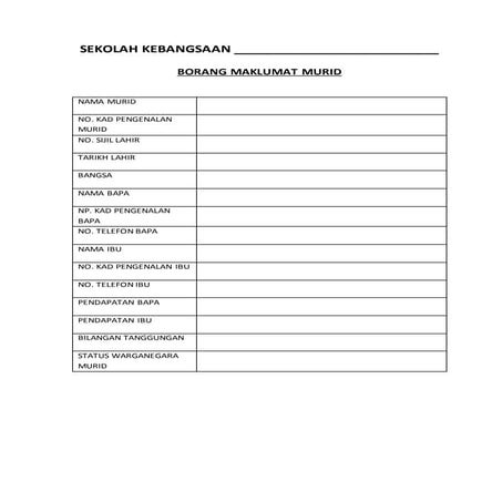 Borang maklumat murid