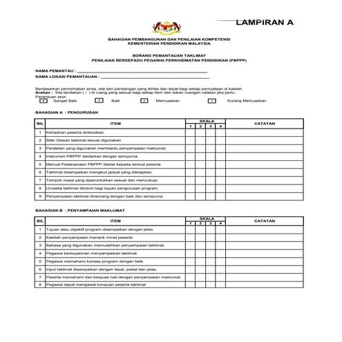 5. ii) Borang pemantauan taklimat pbppp