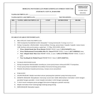 Borang penyertaan  street soccer edit