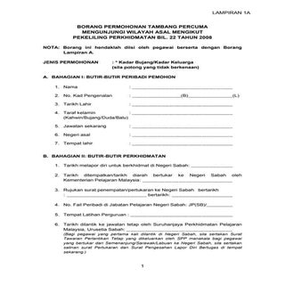 Borang Permohonan Kemudahan Tambang...