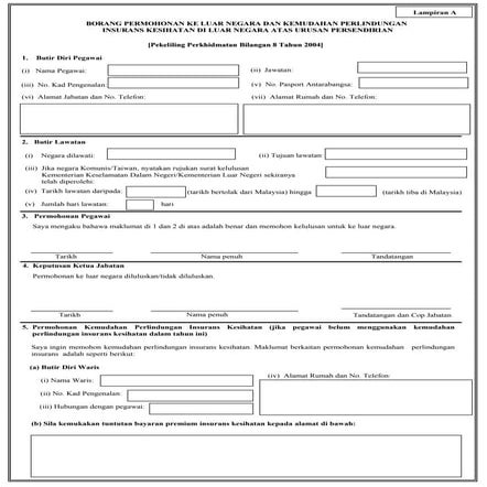 Borang permohonan lawatan ke luar negara (persendirian)
