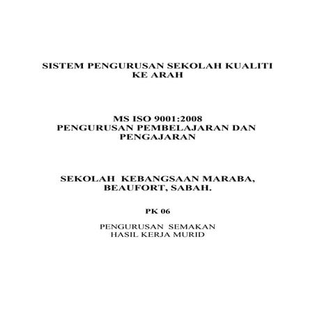 Borang semakan buku kerja murid