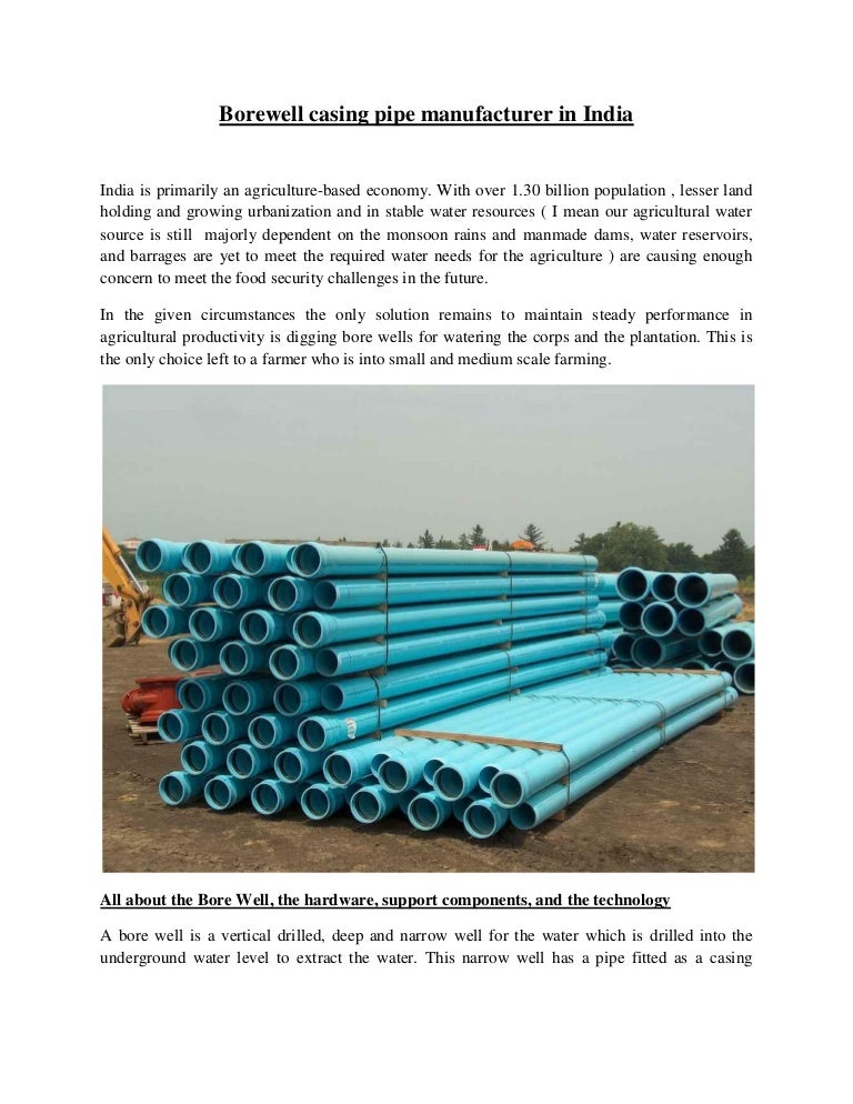 Borewell casing pipe manufacturer in india