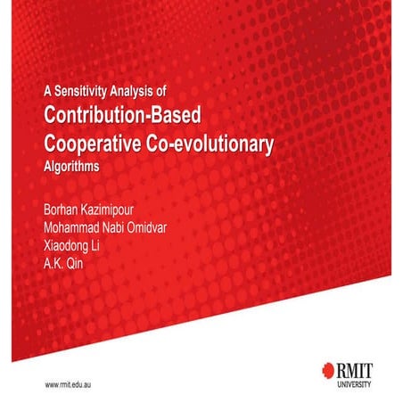 A sensitivity analysis of contribution-based cooperative co-evolutionary algorithms (short)