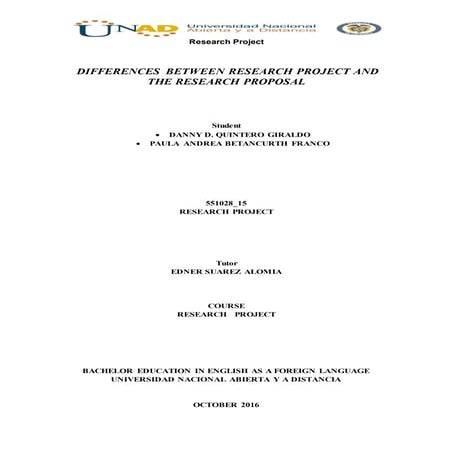 Borrador...differences between research project and the research proposal (3)...
