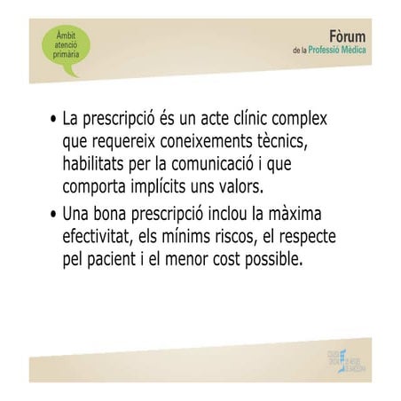 Fòrum Atenció Primària - Prescripció Farmacèutica