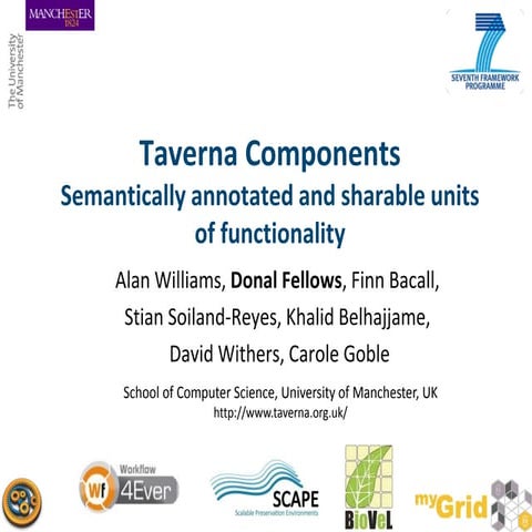 TAVERNA Components - Semantically annotated and sharable units of functionality