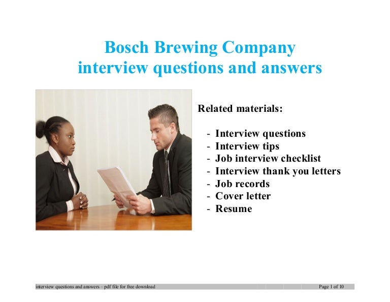 Bosch Brewing Company Interview Questions And Answers