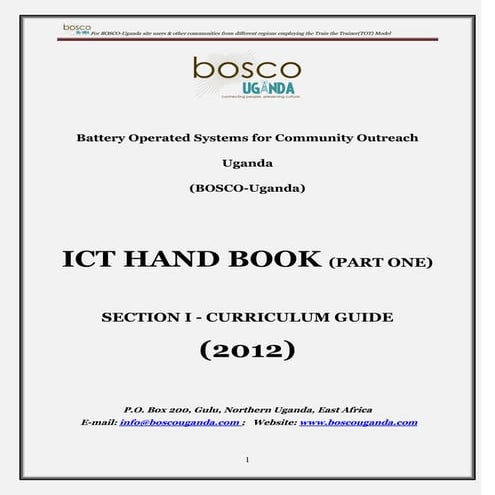 Bosco Uganda ICT Handbook: Curriculum Guide | PDF
