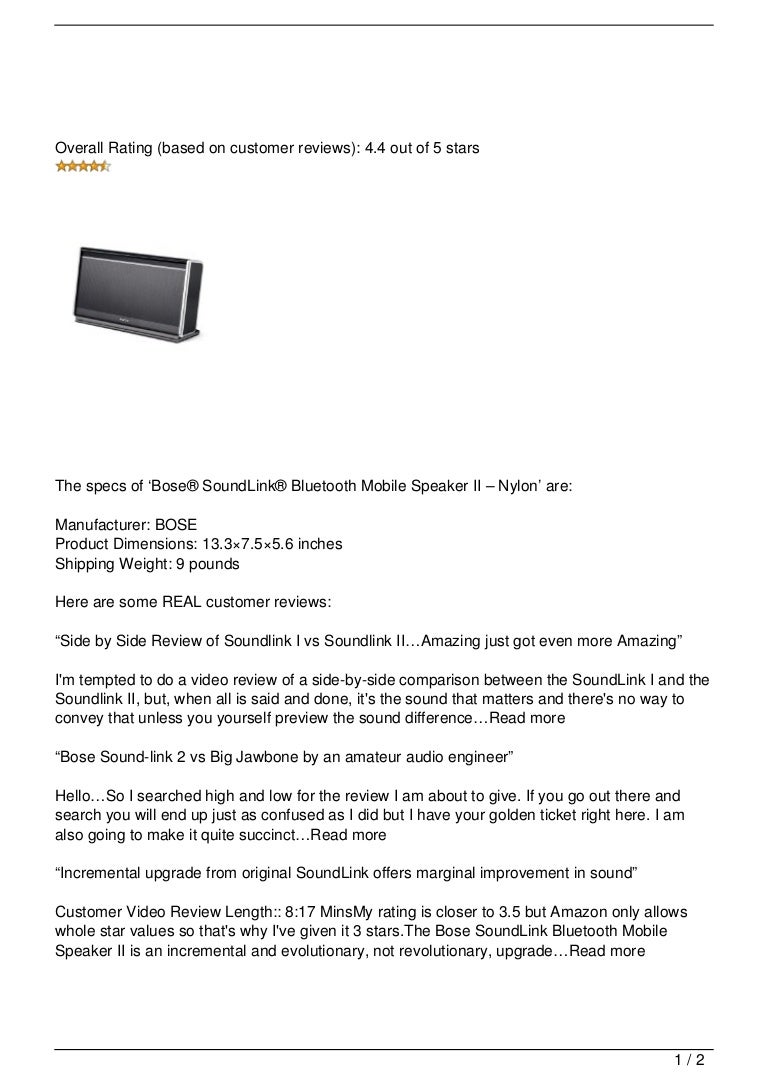 bose soundlink bluetooth mobile speaker ii nylon edition