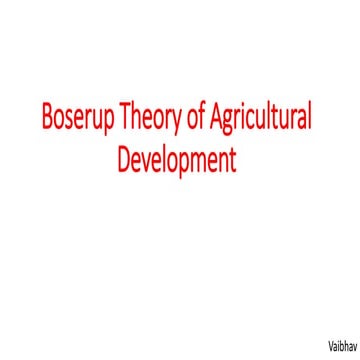 Boserup theory of agricultural development