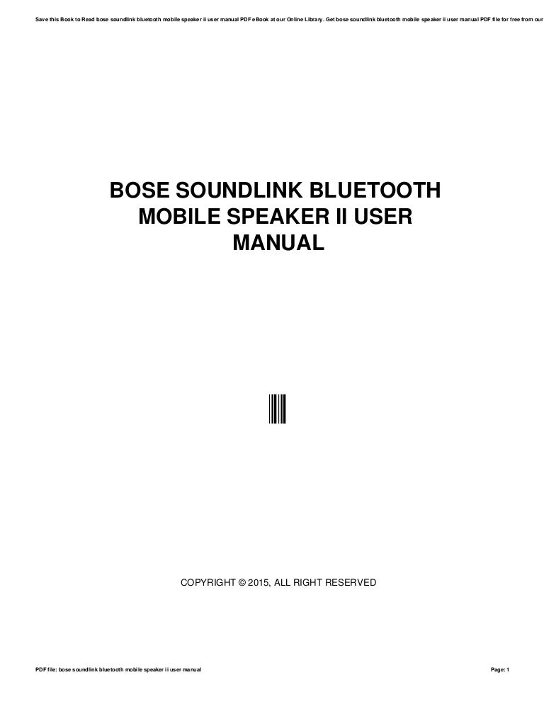 Bose soundlink bluetooth mobile speaker ii user manual