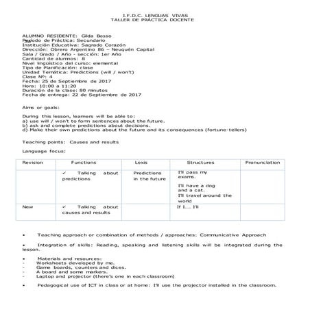 First conditional lesson plan for secondary level students | DOC
