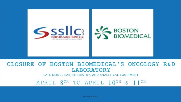 Online Auction Of Assets From Boston Biomedical S Oncology R D Labora Online Auction Of Assets From Boston Biomedical S Oncology R D Labora