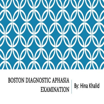Boston diagnostic aphasia examination