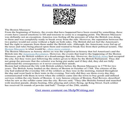 Boston Massacre Essay