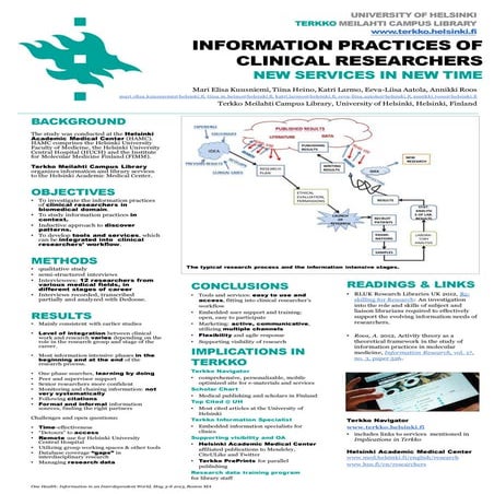 : Information Practices of Clinical Researchers – New Servicecs in New Time