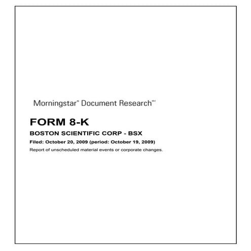 Q3 2009 Earning Report of Boston Scientific Corporation