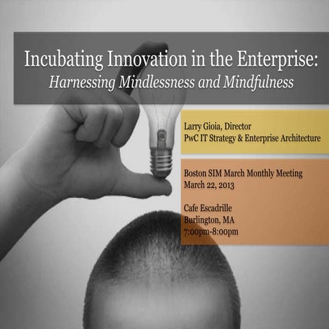 Incubating Innovation in the Enterprise