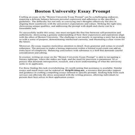 Boston University Essay Prompt