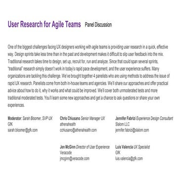 Make It Fast: Delivering UX Research to Agile Teams