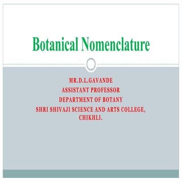 Botanical nomenclature