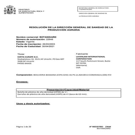 Botanigard mapama 22648