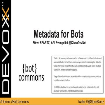 BotCommons: Metadata for Bots - Devoxx 2017