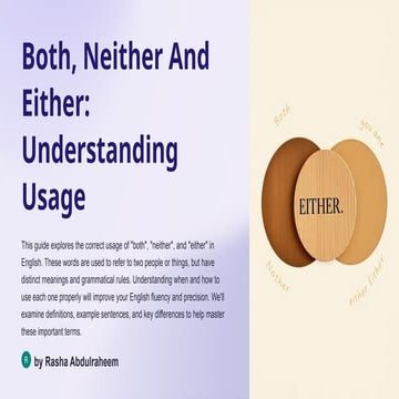 Both,Neither nor,either or for upper grades