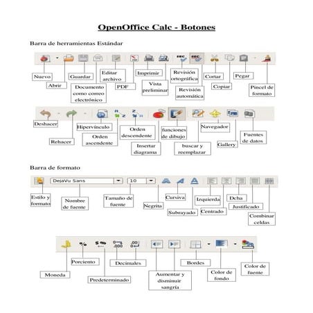 Botones y conceptos en calc