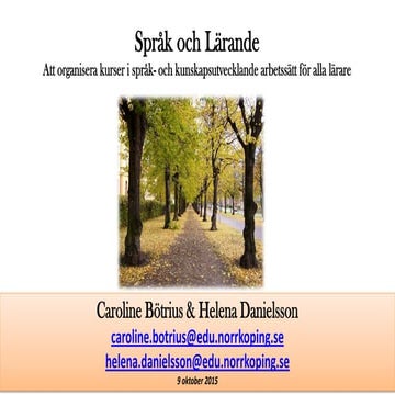 SoL-projektet: Att organisera kurser i språk- och kunskapsutvecklande arbetss...