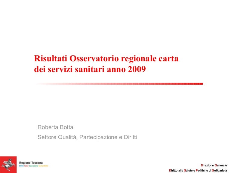 Bottai Risultati Osservatorio Regionale Carta Dei Servizi