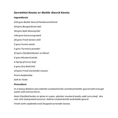 Bottle gourd kootu