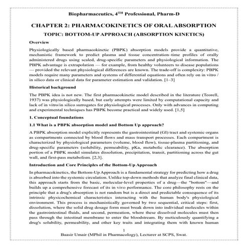 Physiologically Based Modeling of Oral Absorption: The Bottom-Up Strategy