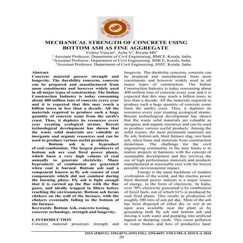 Mechanical Strength of Concrete using Bottom Ash as Fine Aggregate