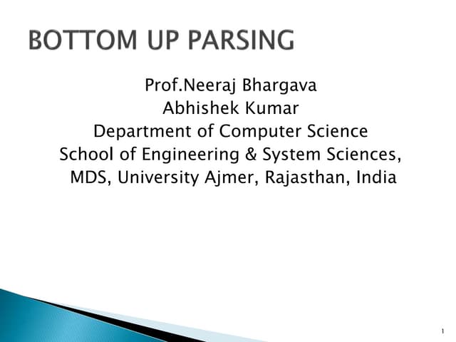 Bottom up parsing | PPT | Free Download