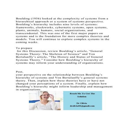 Boulding (1956) looked at the complexity of systems from a hierarc.docx