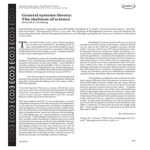 Boulding, k.(1956) general systems theory - the skeleton of science | PDF
