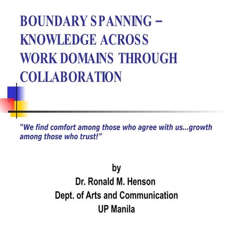 Boundary Spanning – Knowledge Across