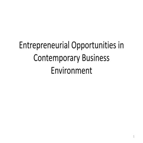 BO Unit 1 Entrepreneurial Opportunities In Contemporary Business Environment