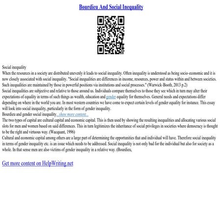 Bourdieu And Social Inequality