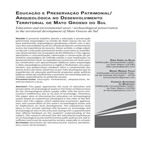 Bourlegat   educação e preservação patrimonial e arqueológica no desenvolvime...