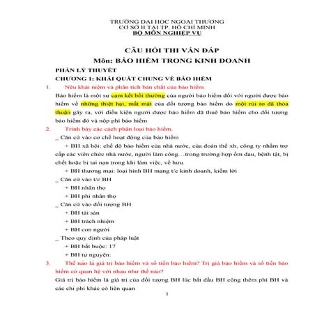 Bộ vấn đáp bảo hiểm