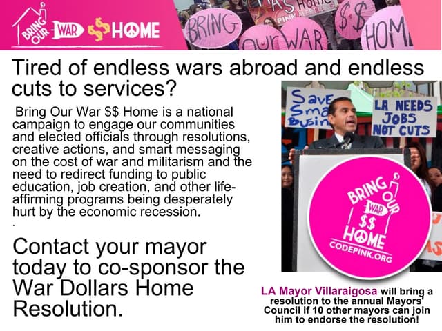 Bring Our War $$ Home campaign April, 2011