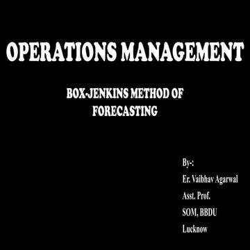 Box jenkins method of forecasting