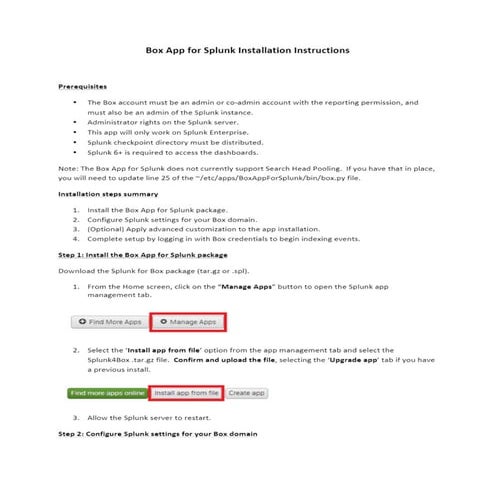 Box app for splunk install guide | PDF