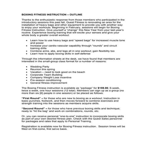 Boxing fitness instruction