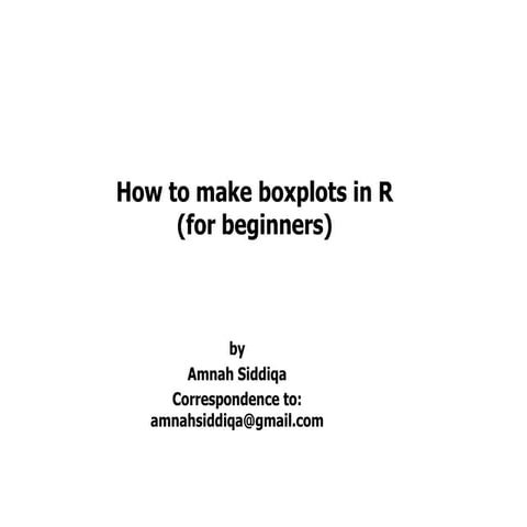 Boxplots Using R (for Beginners) | PDF